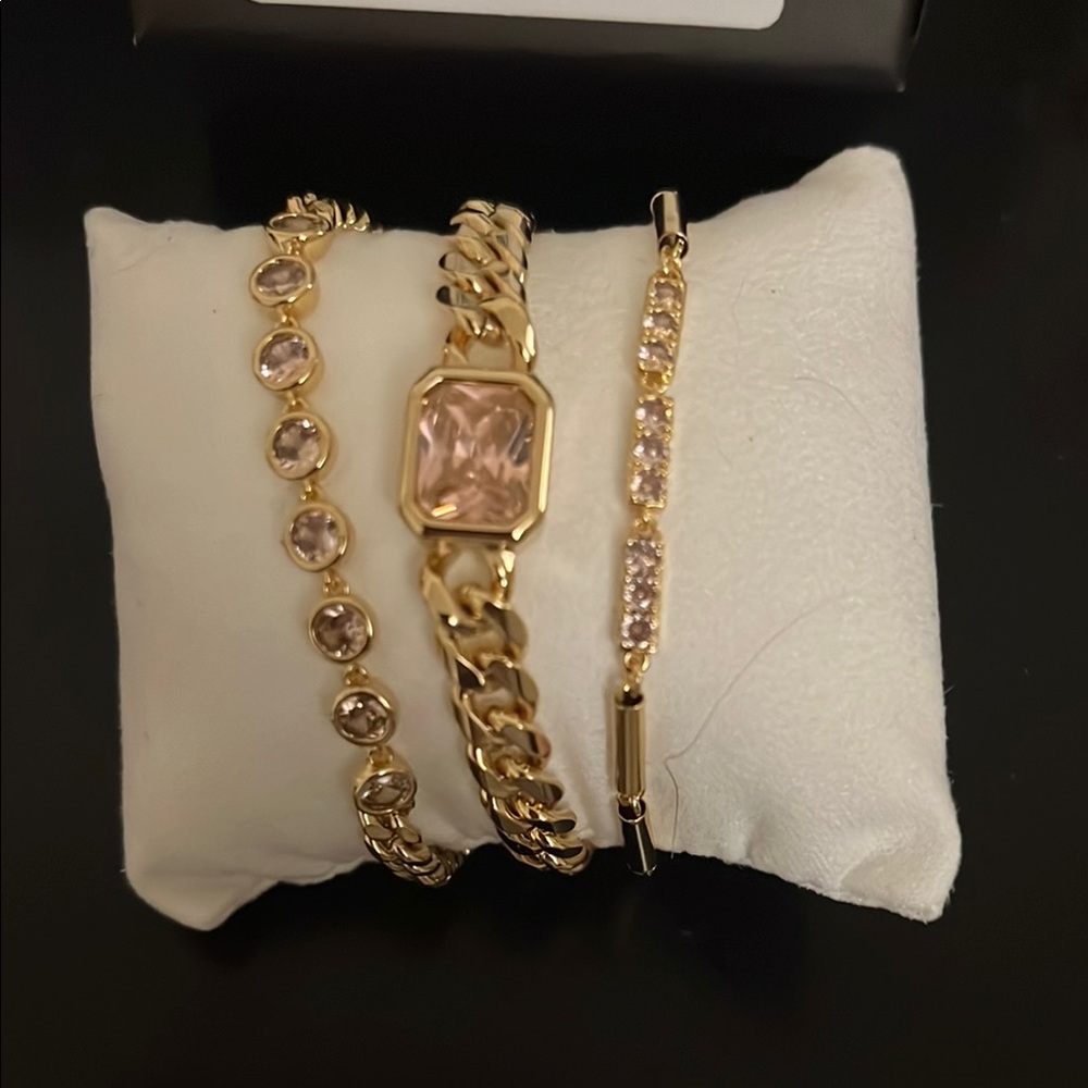 Gold and Pink Bracelet Set